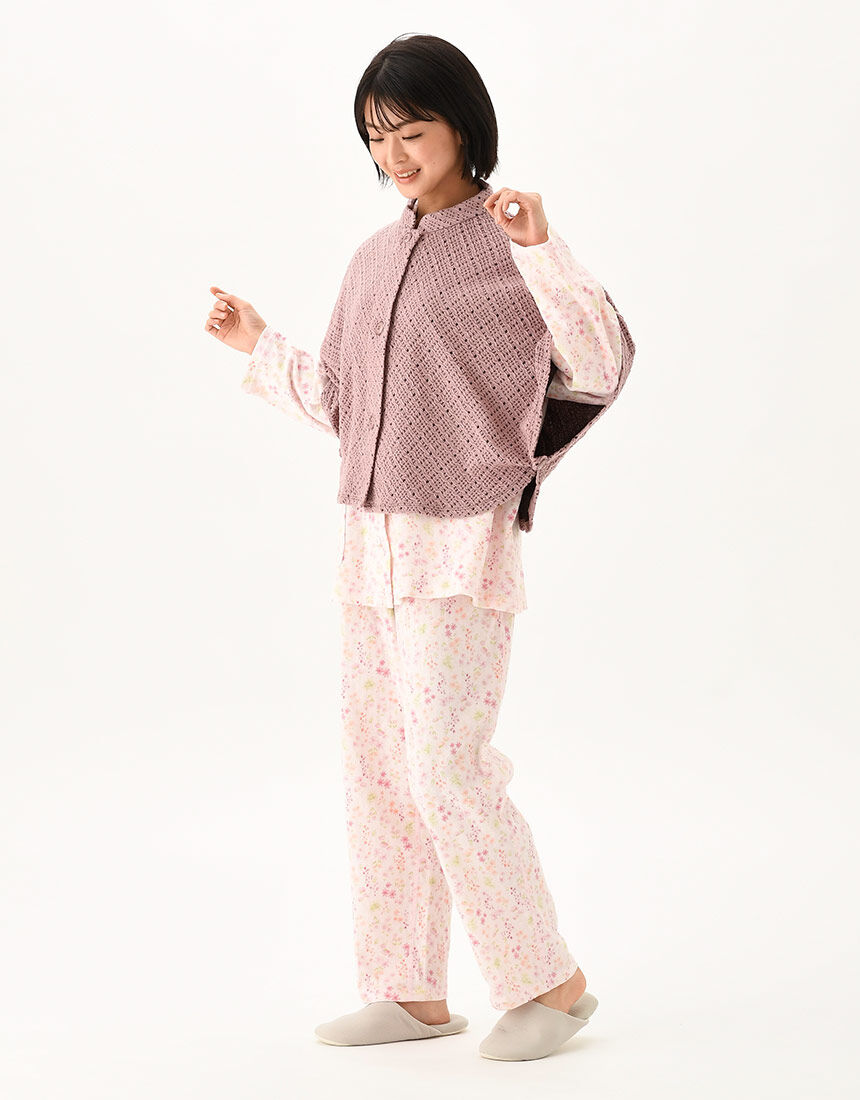 新品タグ付き ワコール パジャマ ルームウェア ソファー LL ワコール／らくラクパートナー ふくれジャカードの肩かけ ルームウェア