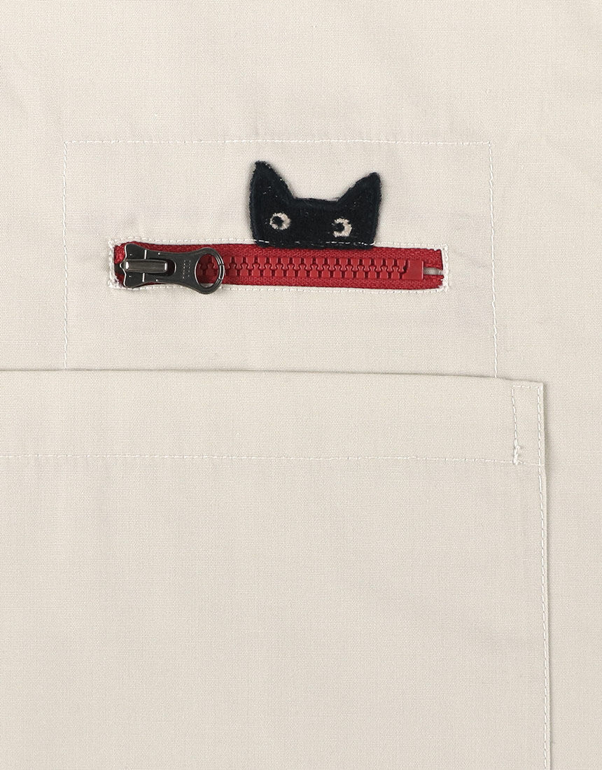 アツコマタノ 【綿混】ポケットからのぞく黒猫がポイント トップス