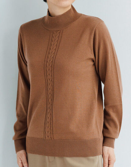 ケーブル編デザインウールセーター, , main