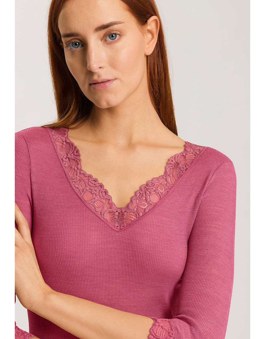 ハンロ 身生地ウール・シルク素材 トップス（7分袖） UIH423