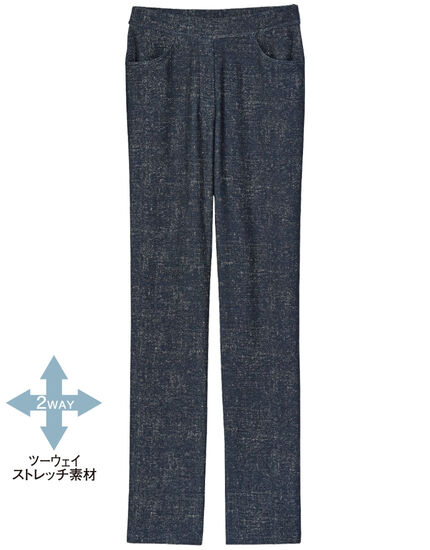 あったか裏起毛デニム調プリントパンツ, , main