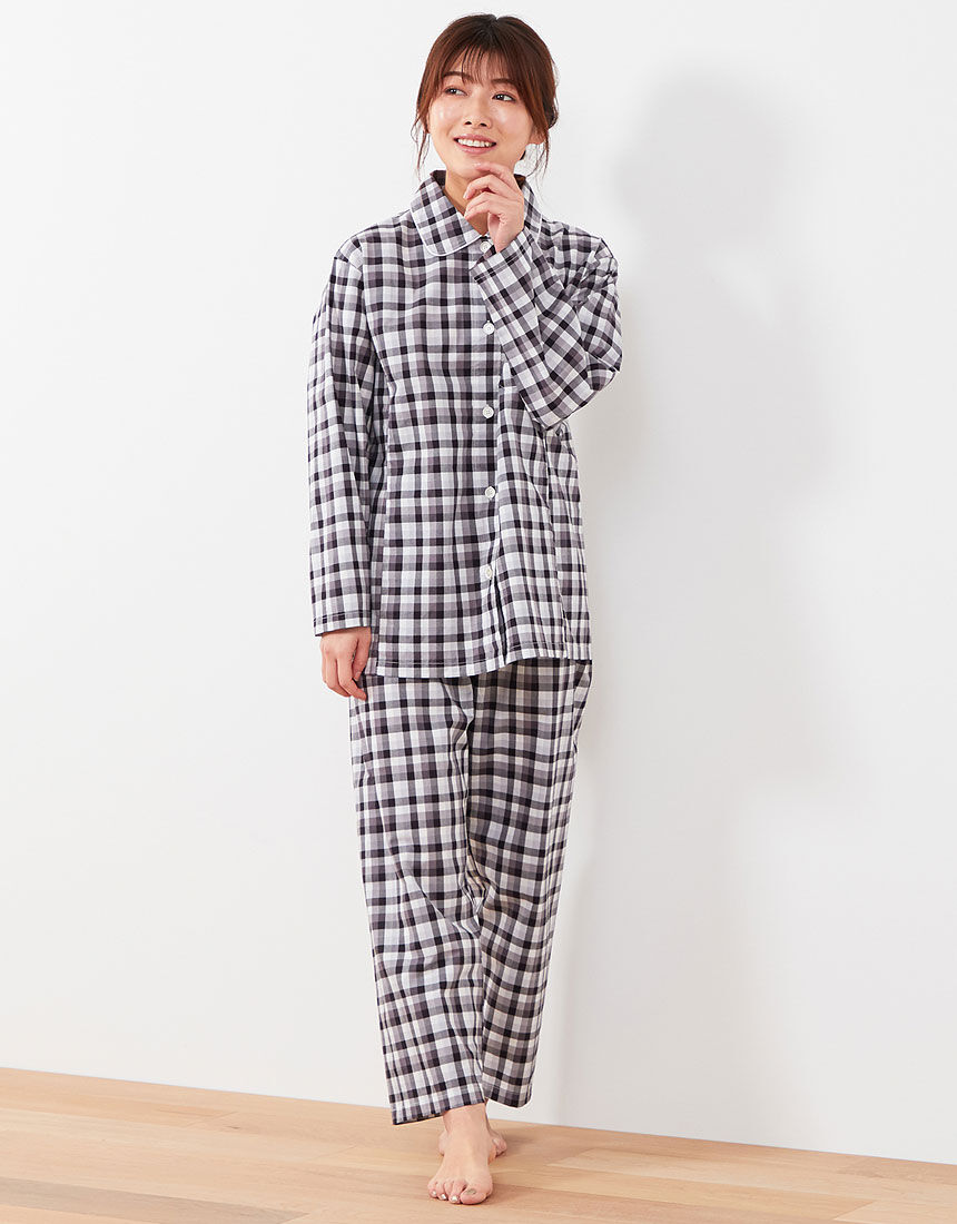 最新入荷 ワコールwing sleep ローズ 綿100% 長袖長ズボン パジャマ M