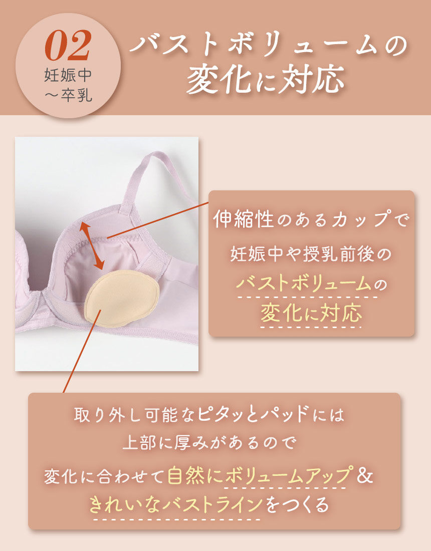 ワコール_マタニティ Hカップまで対応。かんたん授乳／脇から支える