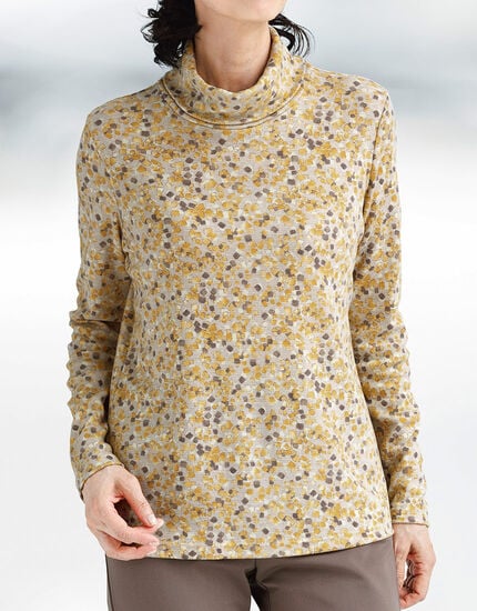 あったかプリントオフタートルトップス, , main