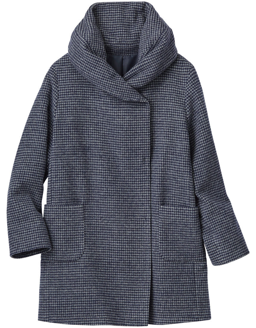 ウール混千鳥格子コート