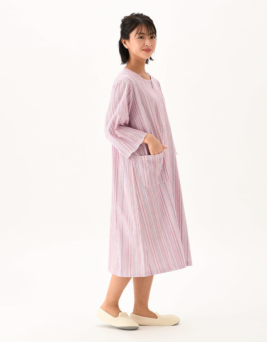 ワコール／らくラクパートナー 綿100％・楊柳素材のワンピース（八
