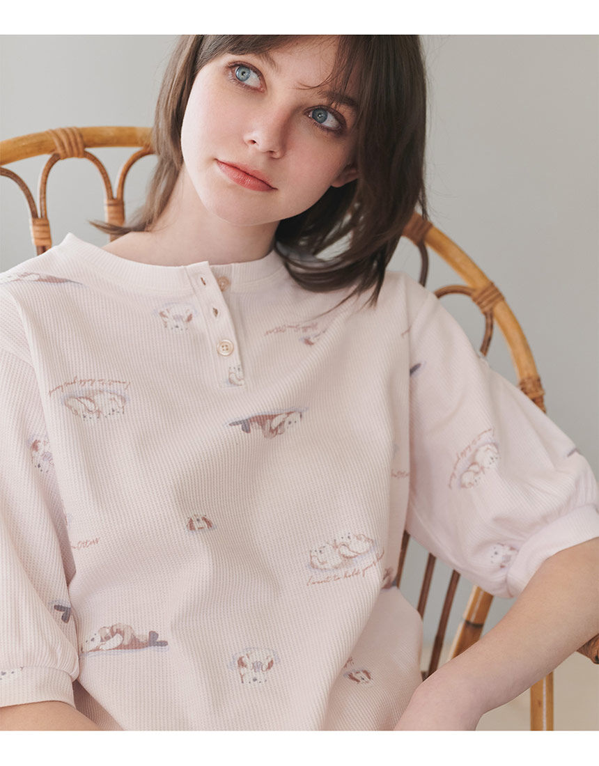 SPAO☆CURHAM 半袖パジャマ クレープガーゼパイピング半袖メンズパジャマ（RPS21841