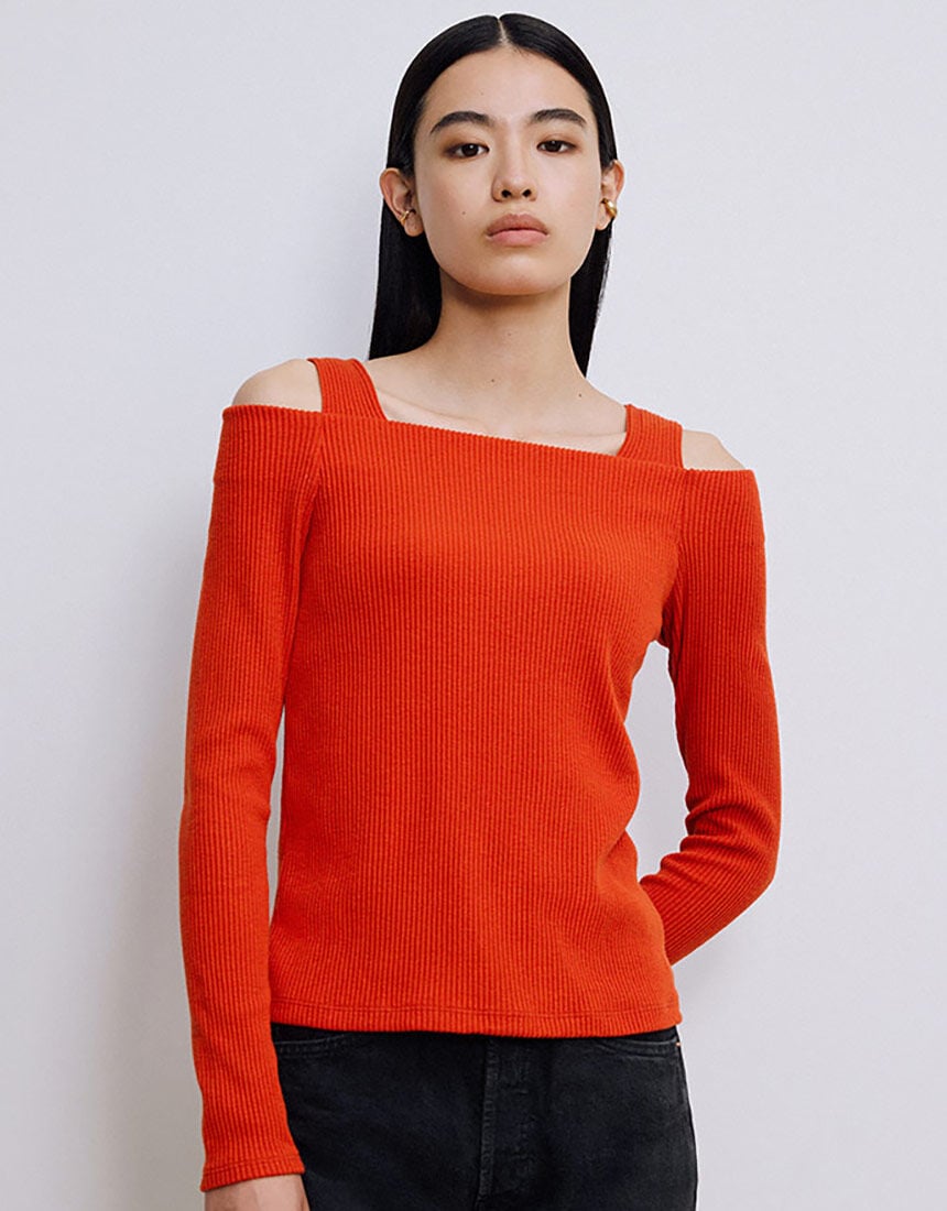 kowga オフショルダー　サーマル　トップス OUR WACOAL カップインストラップオフショルダー アウター