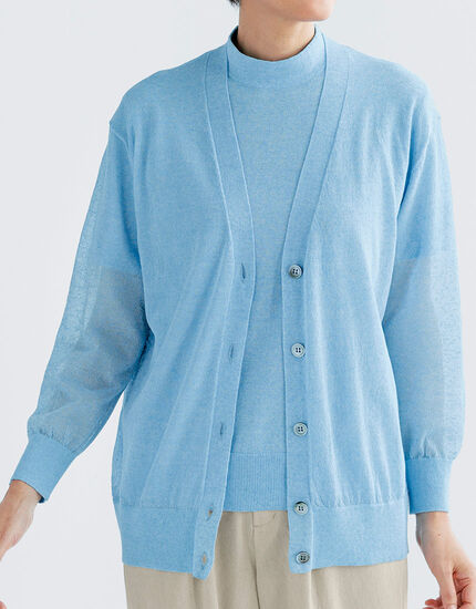 麻混シアーカーディガン, , main