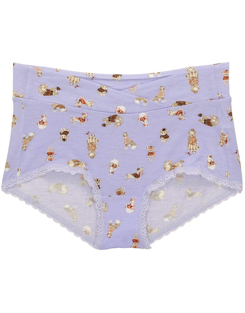 U-10 Wacoalマタニティ薄黄色に濃紺刺繍ショーツ