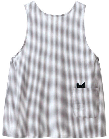 黒猫　ギンガムチェックエプロン, , main