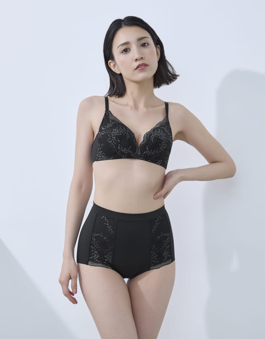 スカラップゴールドミモザブラほか4点 YOJOY ミモザレースにときめいて【ノンワイヤーブラ】ここちよく