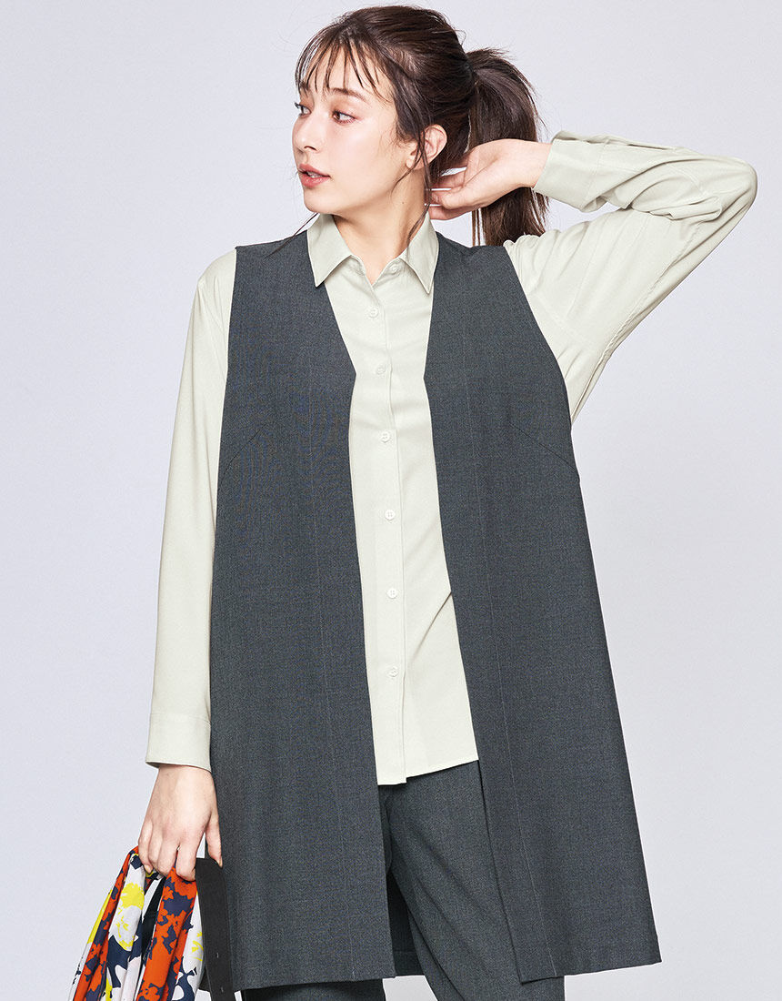 ワコール_カルソン 【ストレッチ素材】体型カバー ロングジレ アウター