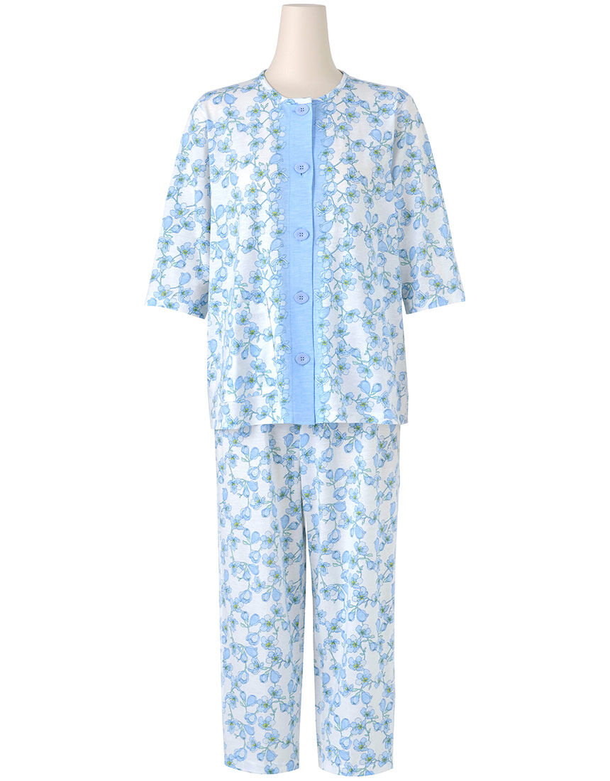 綿１００％【七分袖・レモンボタン】　 パジャマ