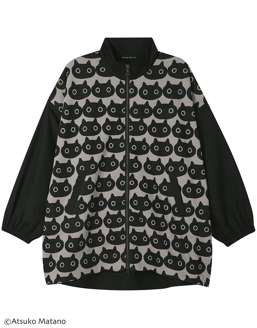 パーツアソート　はにゃはにゃ様 アツコマタノ 【綿混】猫の顔のファスナーチャームがアクセント