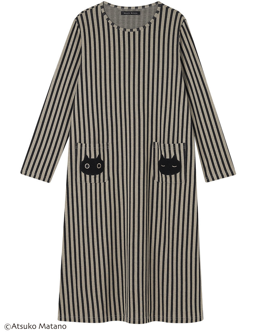 新品タグ付き ワコール ワンピース ルームウェア くろねこ ブラック M ワコール Wacoal マタノアツコ ATSUKO MATANO お天気や パジャマ