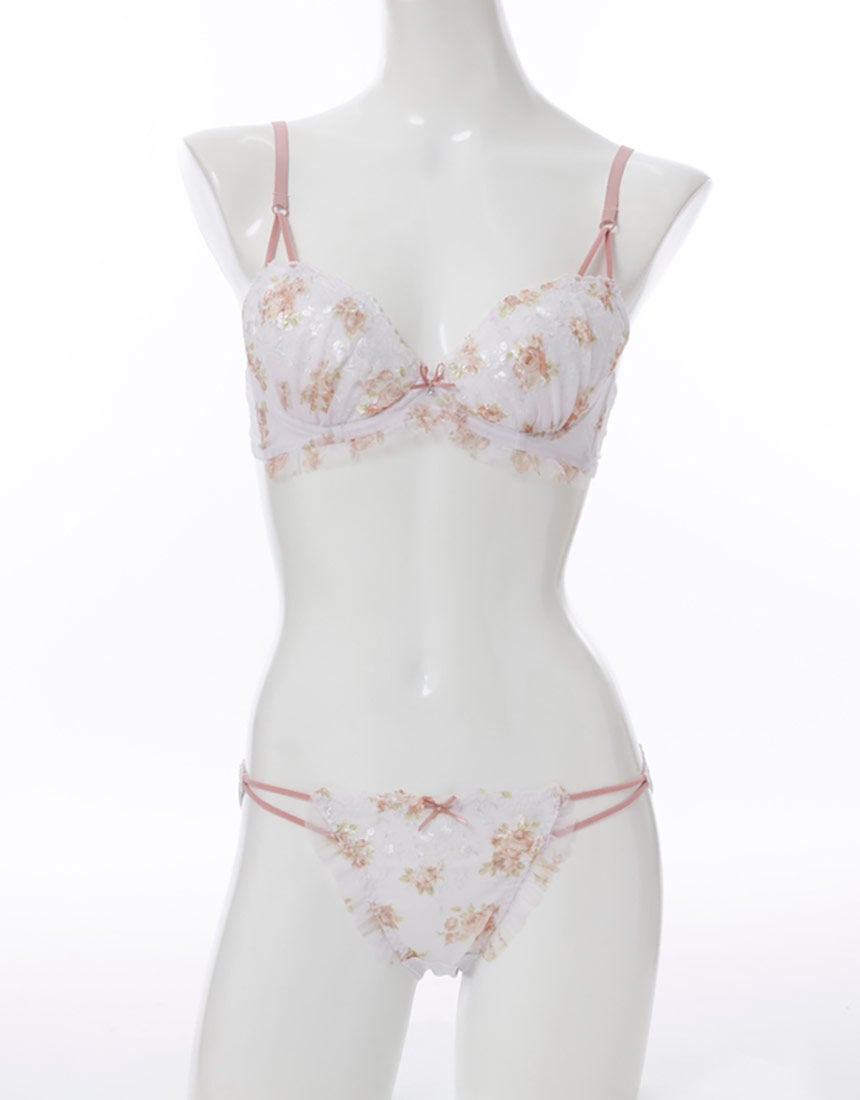 Wacoal L’ge MoiCrée neo ブラ2点セット Lace Ladies ブラジャー ショーツセット ノンワイヤー 脇高