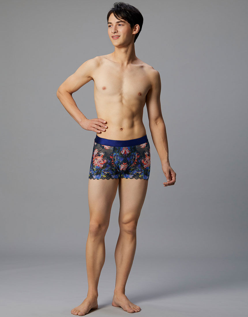 【極美品】ベロアレースパンツ / ブルー ワコールメン 【新色】美しさと快適さを追求したデザイン