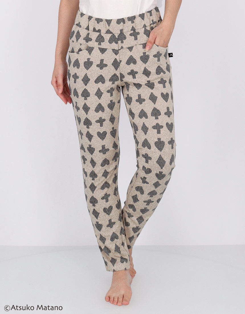 アツコマタノ 【綿混】ストレッチ性のあるジャガード素材＆ひざ部分の