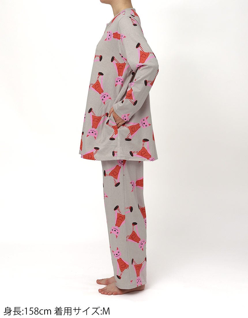 アツコマタノ 【綿100％】愛らしい猫のぬいぐるみデザイン パジャマ