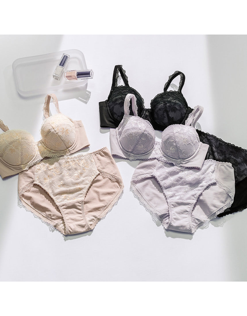 ウイング／フフ M〜LL／綿混 【やわらかフィットブラ】 ペア