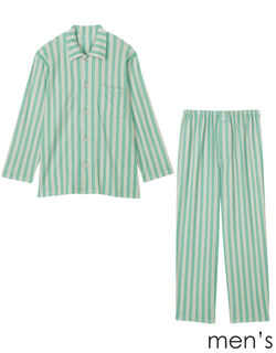 綿１００％紳士パジャマ【長袖・レモンボタン】 メンズパジャマ
