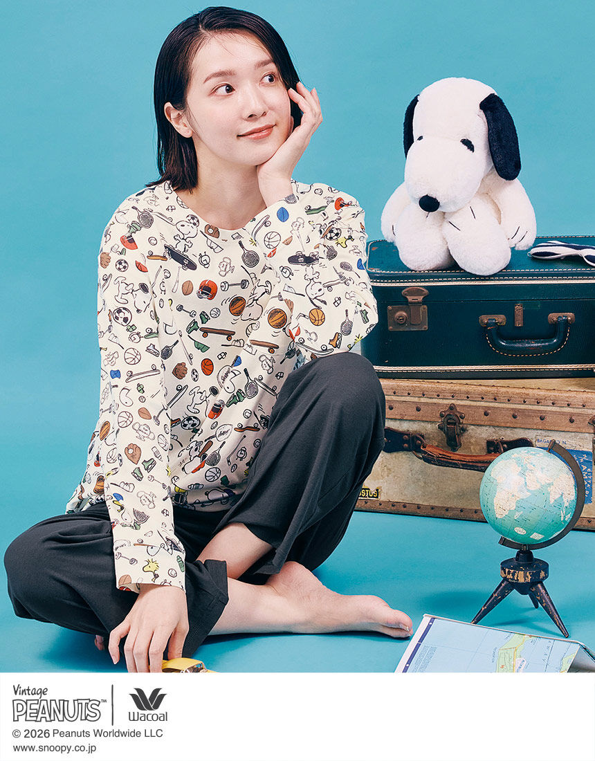ワコール_リラックス＆スリープ 【綿100％】スヌーピーが楽しく