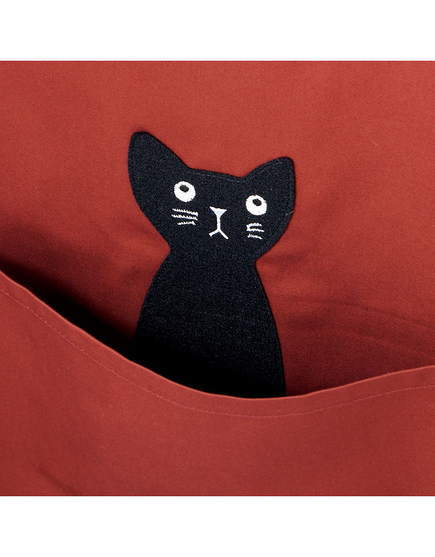 ワコール／ラブボディ かつらぎのひょっこり黒猫 割烹着 HIH370