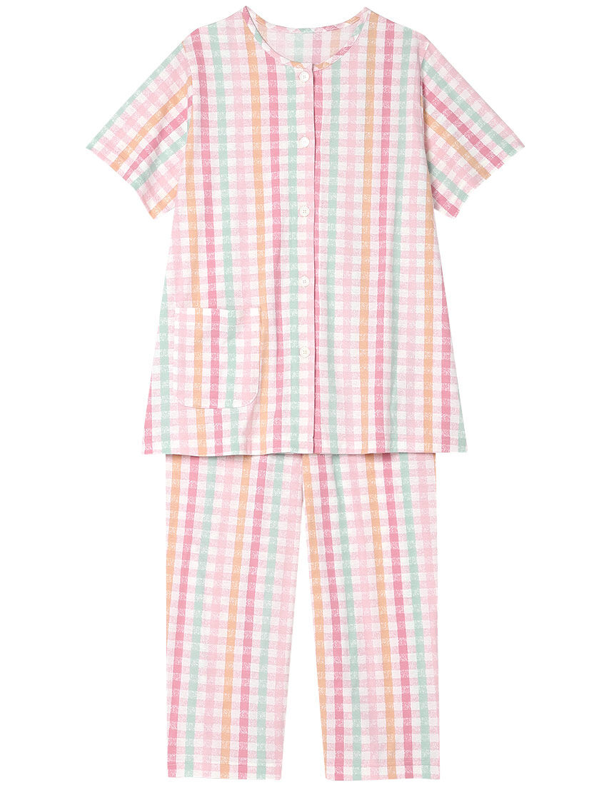 【綿１００％】カラフルチェック柄 パジャマ