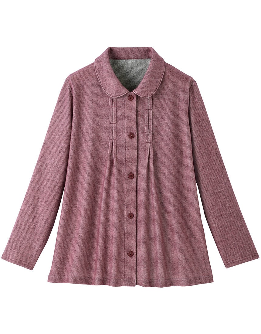 ワコール wacoal らくラクパートナー DAL114 ブラウス アウター トップス 長袖 前開きタイプ ダンガリー風プリント 表起毛 やわらか SP MP LP サイズ GA 秋 冬 春 介護 母の日 敬老の日 プレゼント ラッピング ギフト ワコール／らくラクパートナー やわらかく伸びのよい素材を使用