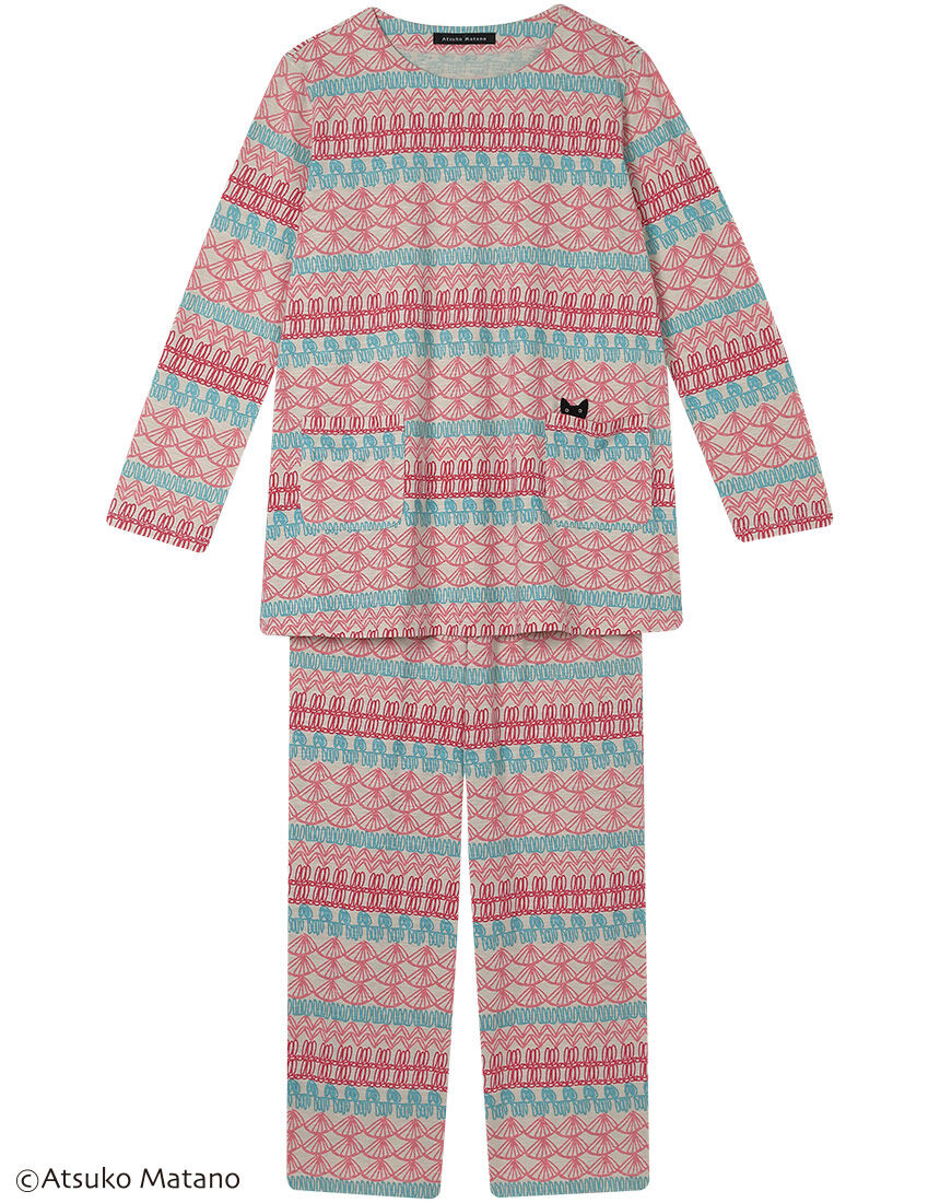 アツコマタノ 【綿100％】毛糸の編み地をイメージしたプリントが