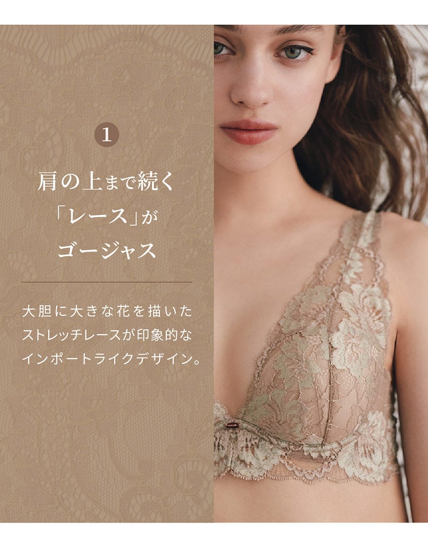 注目のブランド PEACH by SALON JOHN ナチュラル 【総レース】やさしい着け心地 下着・アンダーウェア