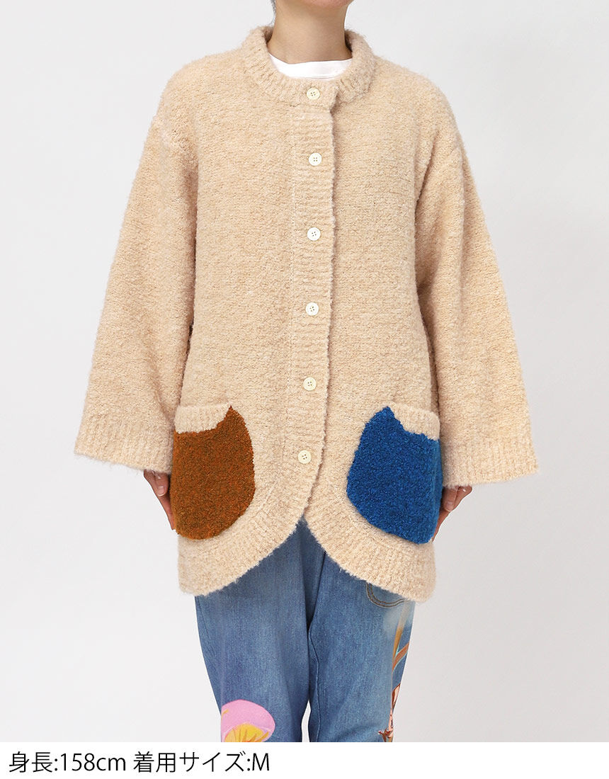 ツモリチサトスリープ ネコの顔のポケットがデザインポイント トップス