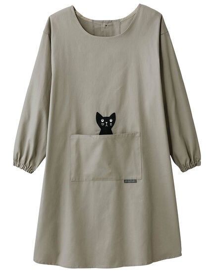 かつらぎのひょっこり黒猫　割烹着, , main