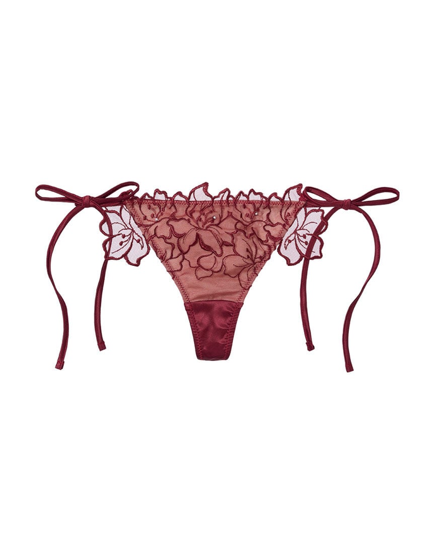 【Ｔバック】咲き誇る刺しゅうにクリスタルが輝き、特別な日にふさわしい華やぎ。フラワークリスタルソング ソング