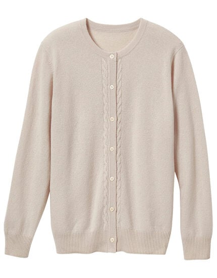 カシミヤラウンドネックカーディガン, , main