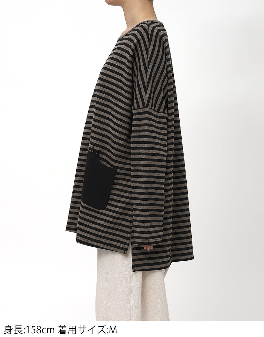 アツコマタノ 【綿混】ゆったりとしたシルエット ポケットからのぞく黒