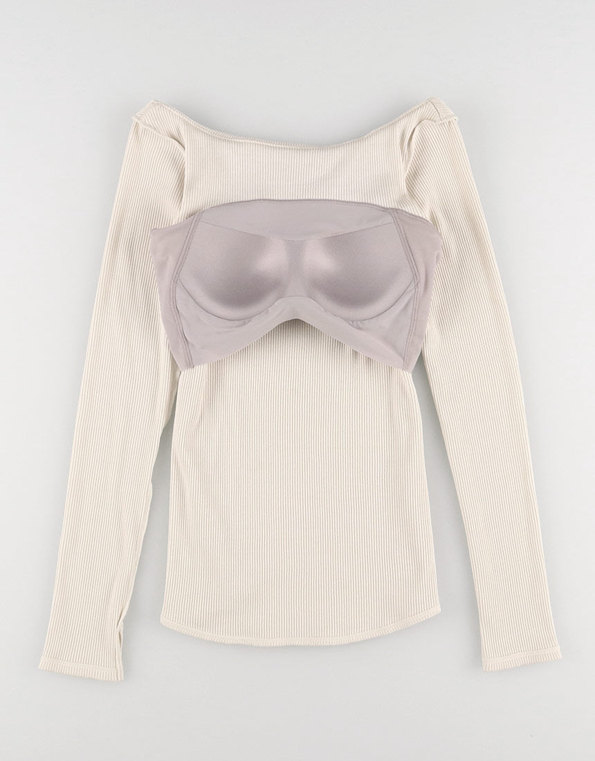 OUR WACOAL アワワコール　カップインバックオープン　リブTシャツ　L OUR WACOAL カップインバックオープンリブTシャツ アウター