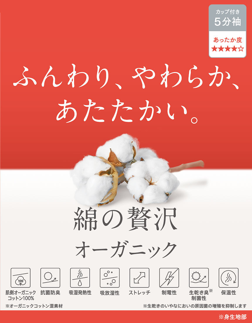 カップ付きインナー（５分袖）, , hi-res