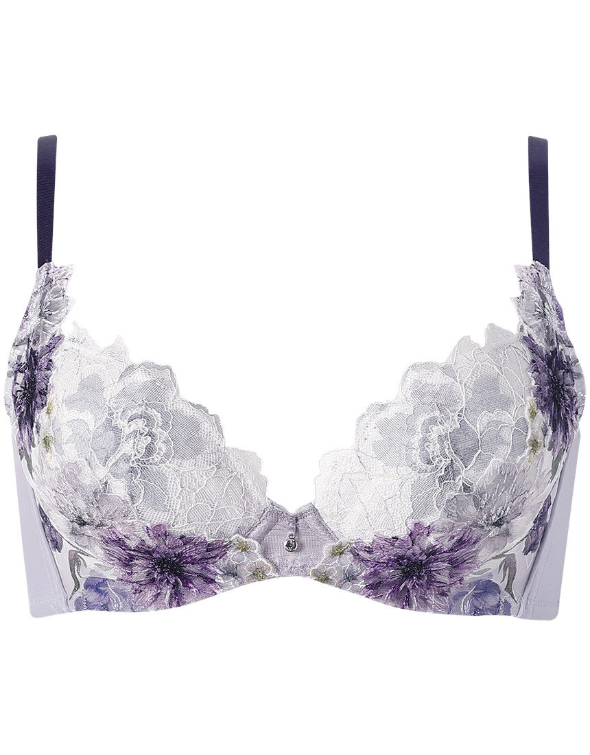 ワコール ルジェ ブラジャーC75 & ソングショーツML　紫花柄レース ワコール ルジェ ブラジャーC75 & ソングショーツML 紫花柄