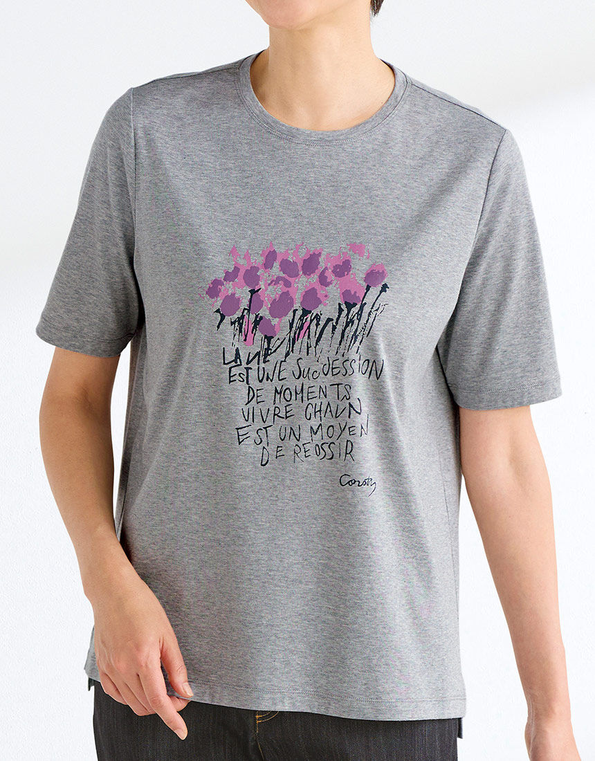 ワコール／ラブボディ 【綿100％】 ペイントフラワーTシャツ