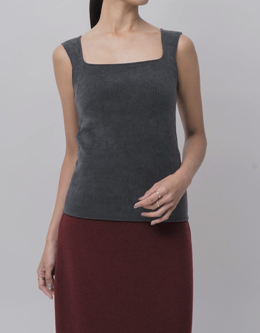 専用カップ付き！！ OUR WACOAL カップインコーデュロイタンクトップ アウター