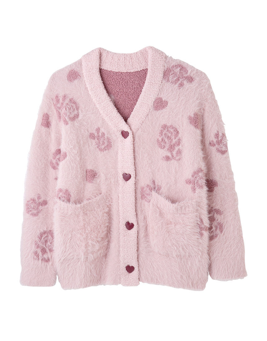 H＞ハートジャカードカーディガン 