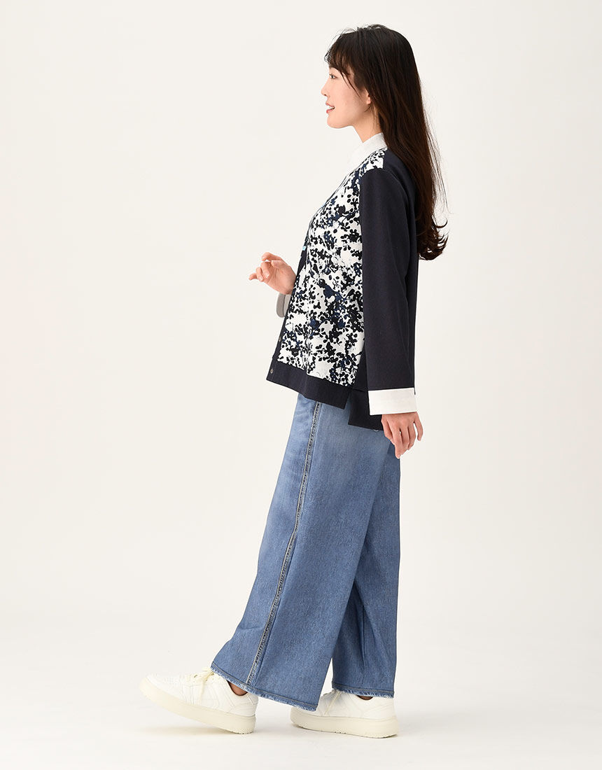 長袖チュニックリメイクデニム柄プリントEKN620 WACOAL ワコール カルソン チュニック EKN620 wacoal 10分袖 長袖