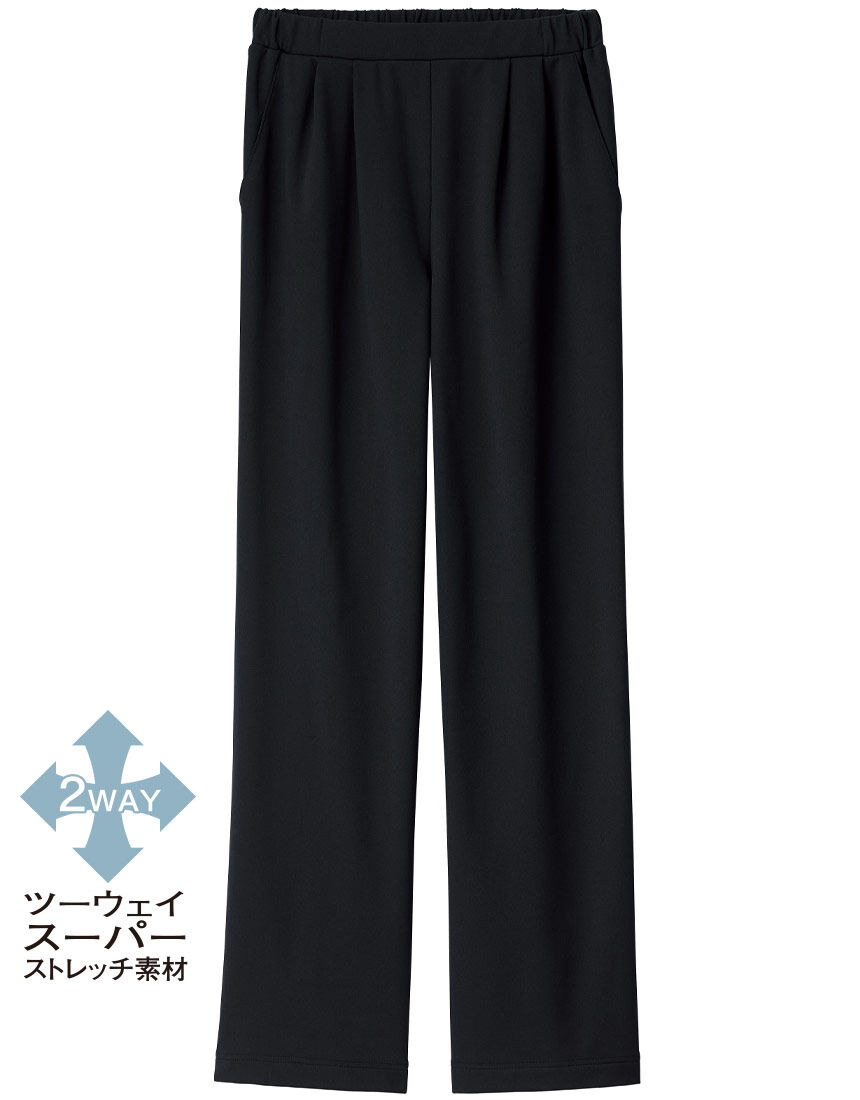 あったかウエストのびのびタックパンツ, , hi-res