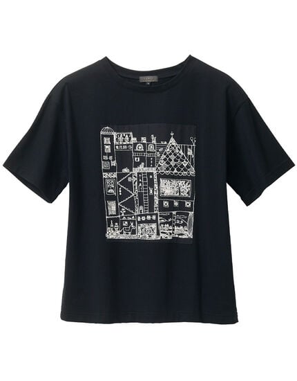 街アップリケ半袖Ｔシャツ, , main