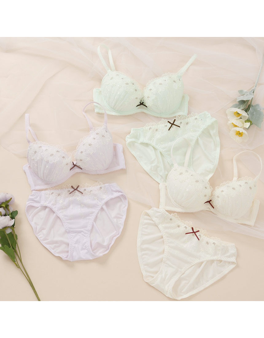 Lingè Noël ランジェノエル フルールアップリケ ブラ＆ショーツセット