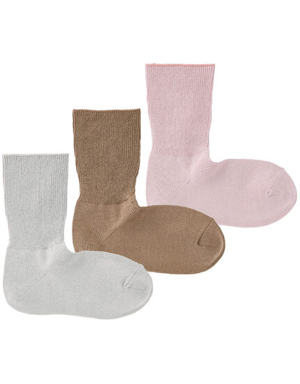 Ｌ字型リブミドルクルーソックス３色組, , main