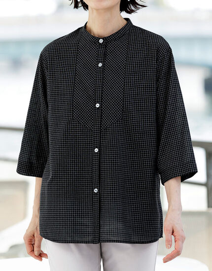 先染チェックブラウス, , main