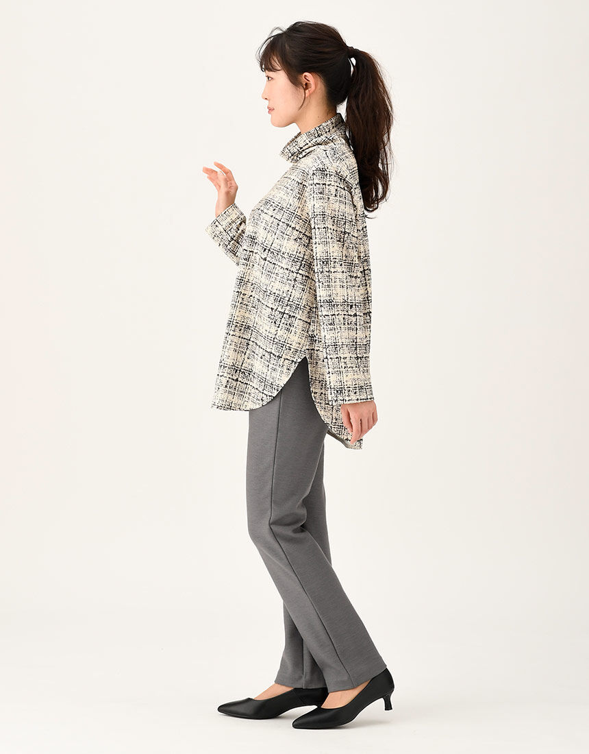 ワコール カルソン ウォッシャブル ウール混 ストレート アウター パンツ ワコール_カルソン 【ウォッシャブル（ウール混）・あったか尾州